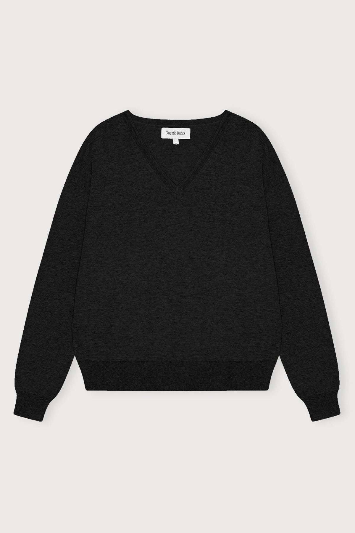 fine knit v-neck sweater in black - CHERRY KNOTS