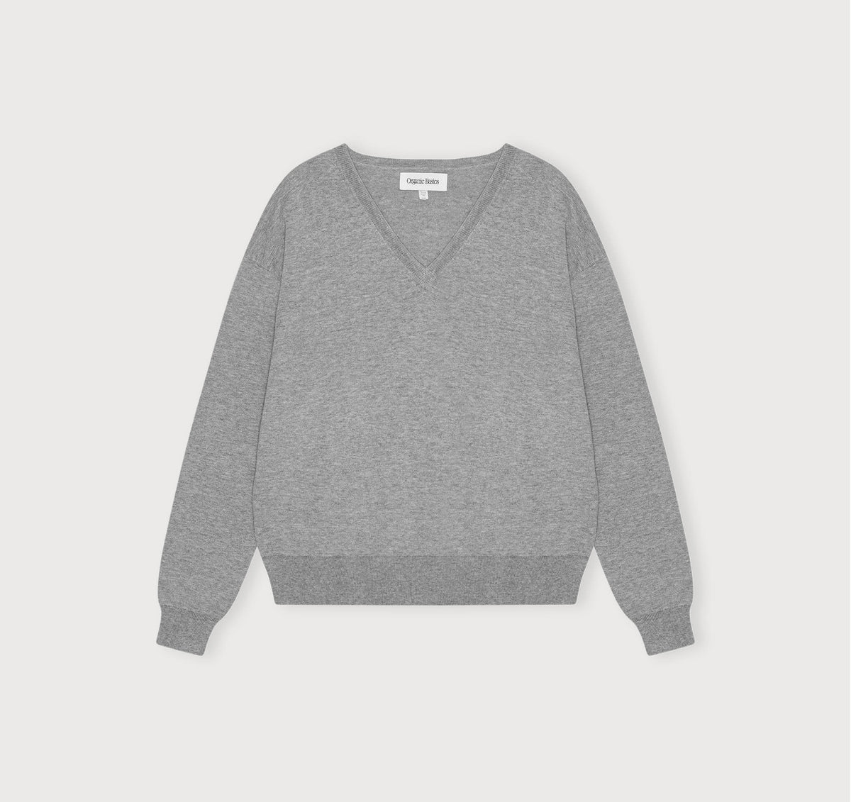 fine knit v-neck sweater in grey - CHERRY KNOTS