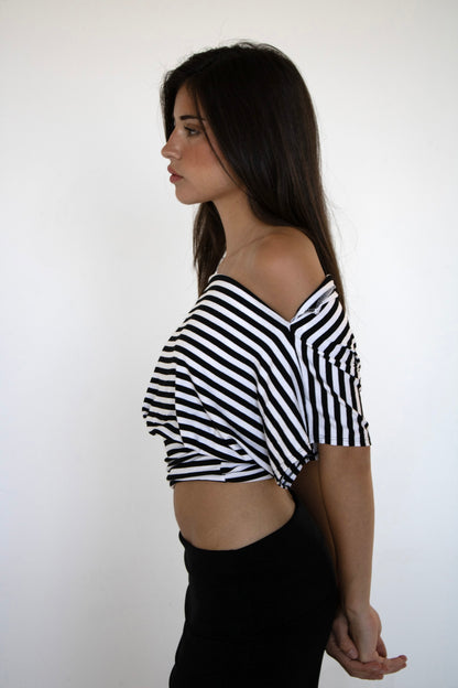 anna off the shoulder in stripes - CHERRY KNOTS