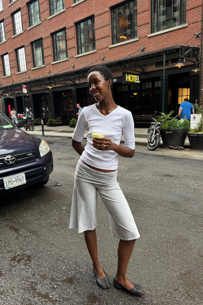 organic v rib tank in white - CHERRY KNOTS
