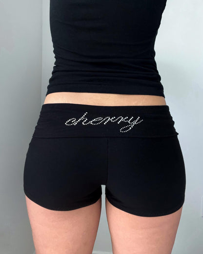 cherry micro shorts in black