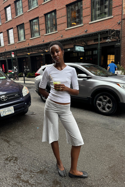 organic v rib tank in white - CHERRY KNOTS