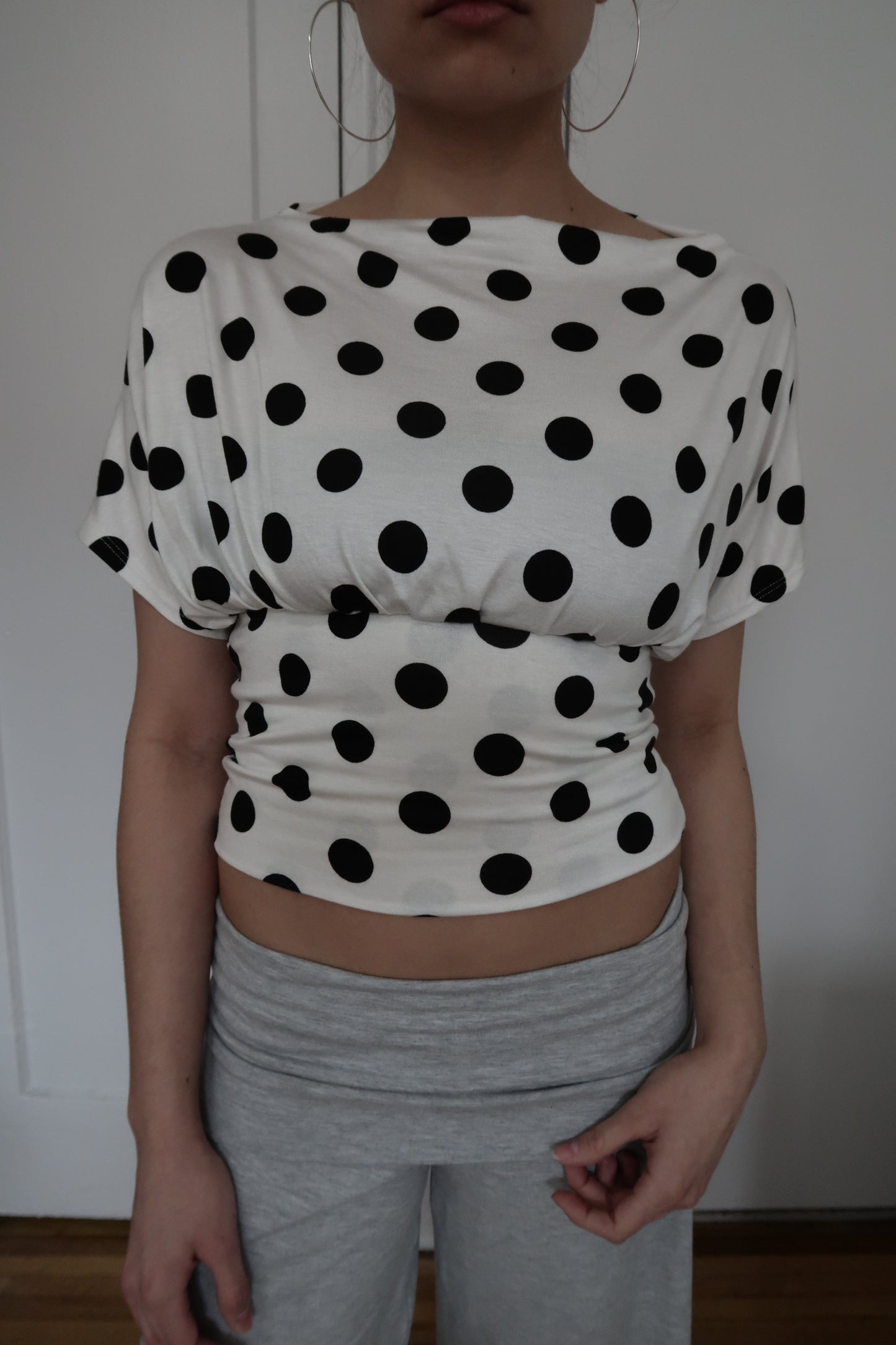 anna off the shoulder in polka dot
