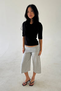 organic v rib tank in black - CHERRY KNOTS