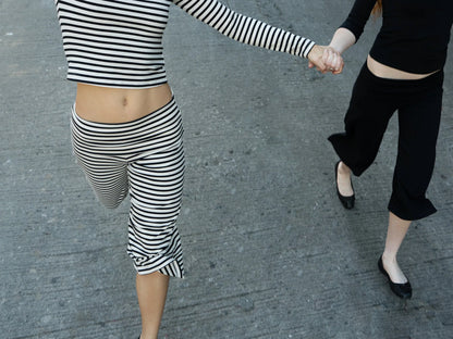 cropped gaucho in stripes - CHERRY KNOTS