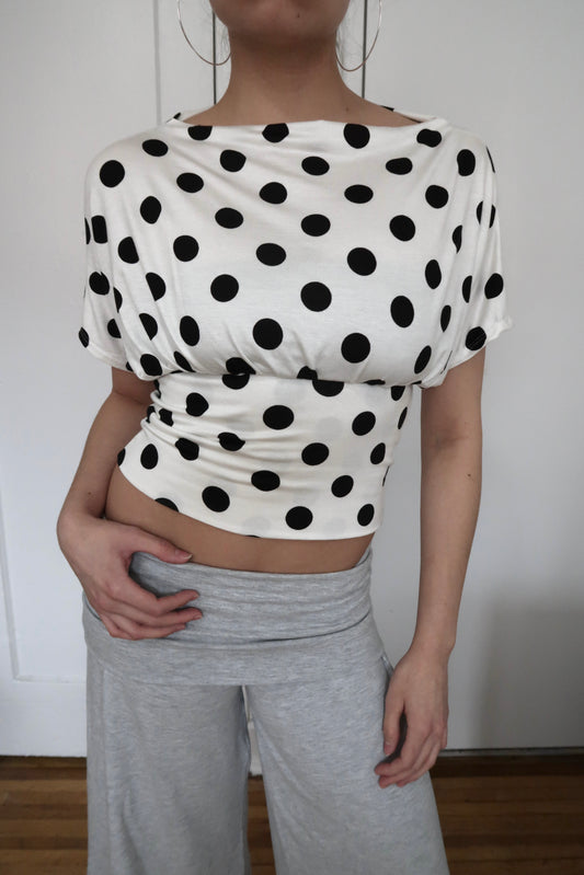 anna off the shoulder in polka dot