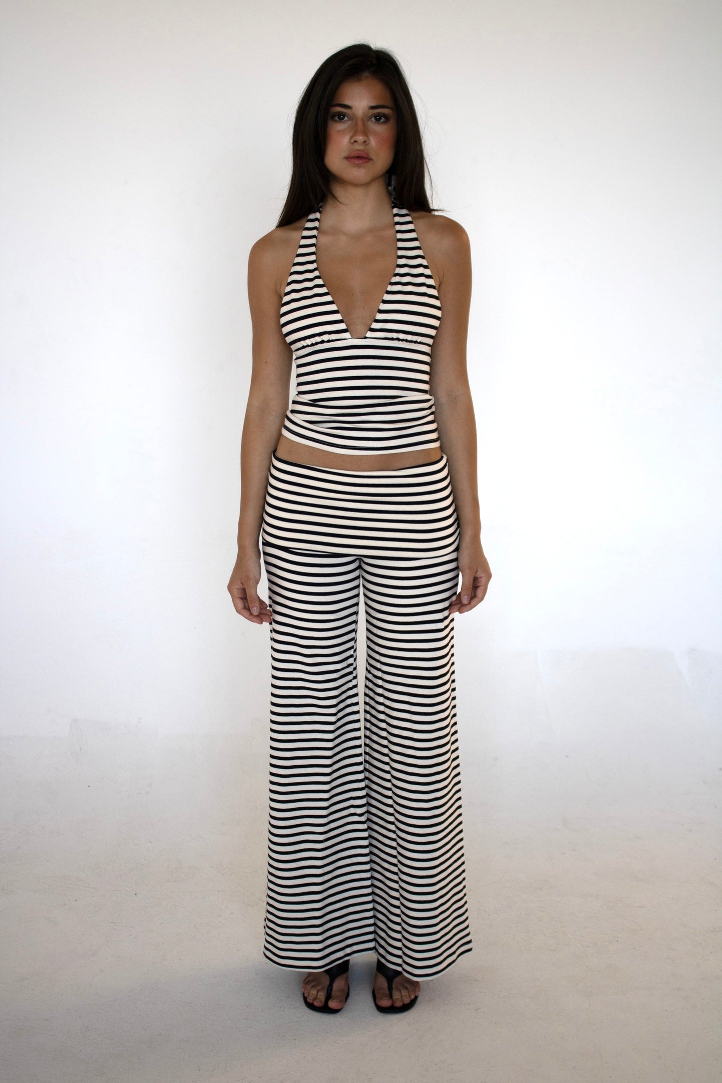 wide leg pant in stripes - CHERRY KNOTS