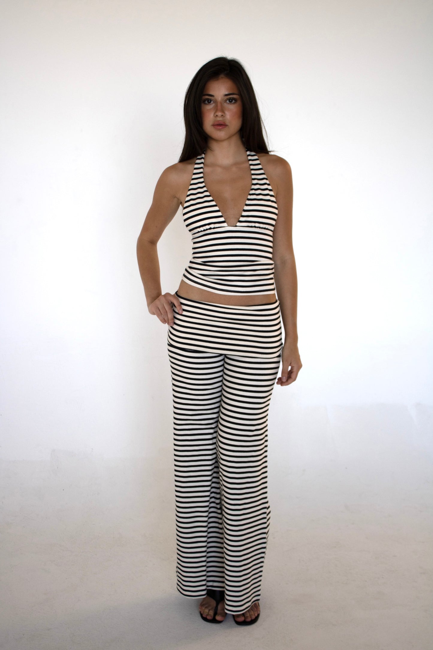 wide leg pant in stripes - CHERRY KNOTS