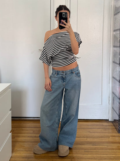 anna off the shoulder in stripes