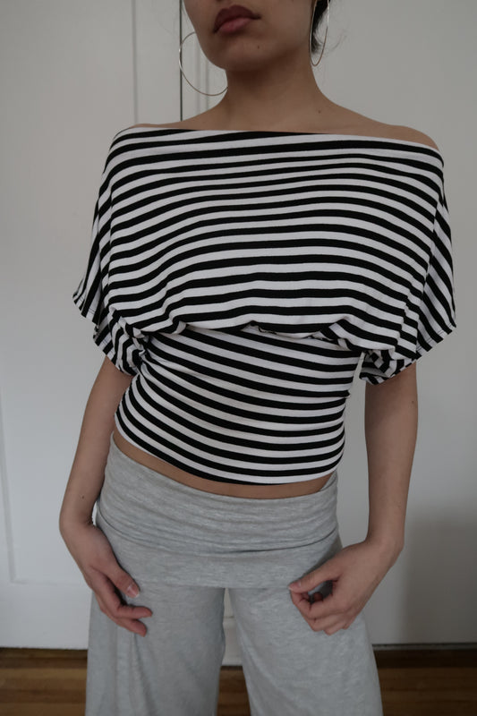 anna off the shoulder in stripes