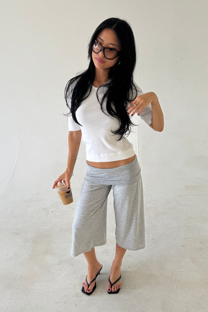 organic v rib tank in white - CHERRY KNOTS