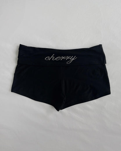 cherry micro shorts in black