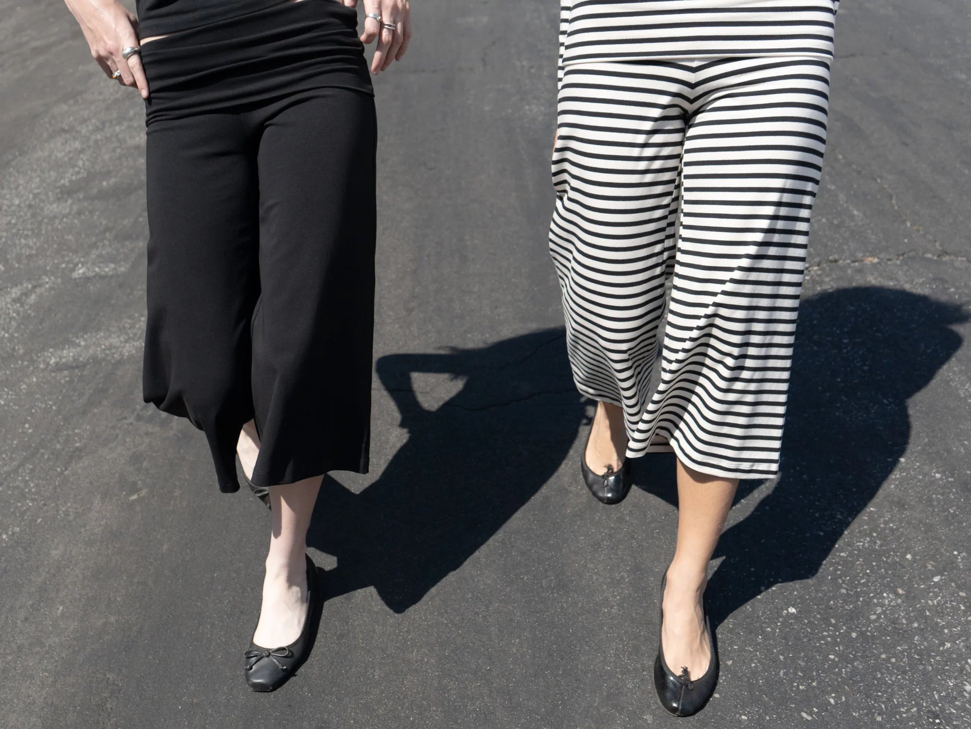 cropped gaucho in stripes - CHERRY KNOTS