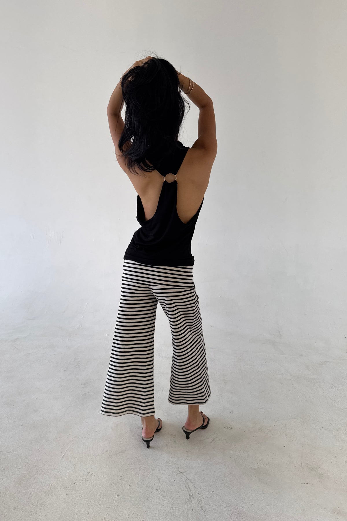 cropped gaucho in stripes - CHERRY KNOTS