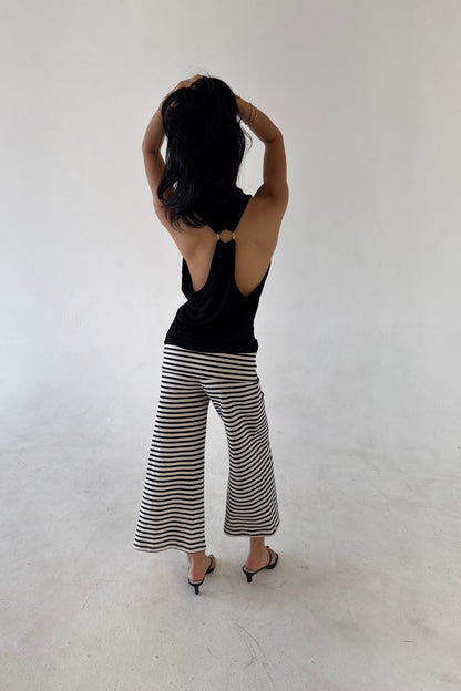 cropped gaucho in stripes - CHERRY KNOTS