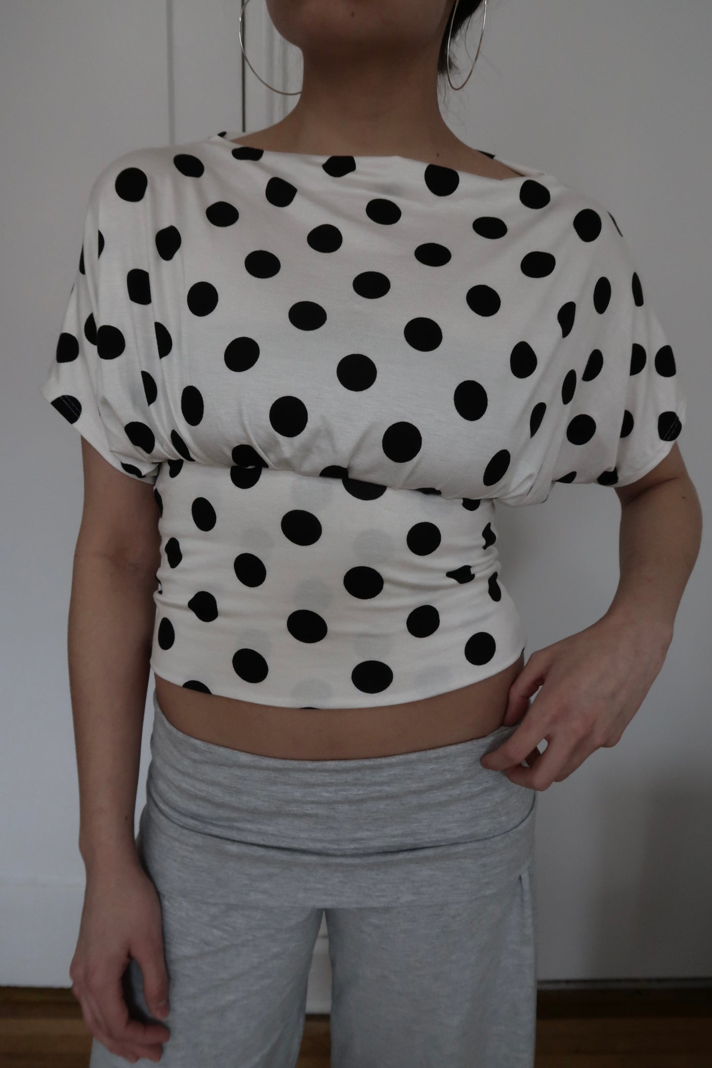 anna off the shoulder in polka dot