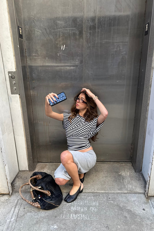 anna off the shoulder in stripes