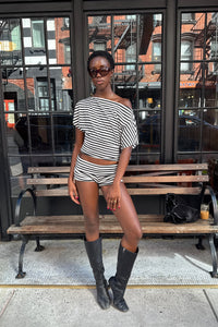 slouchy tee in stripe - CHERRY KNOTS