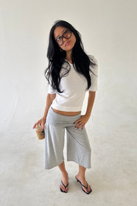 organic v rib tank in white - CHERRY KNOTS