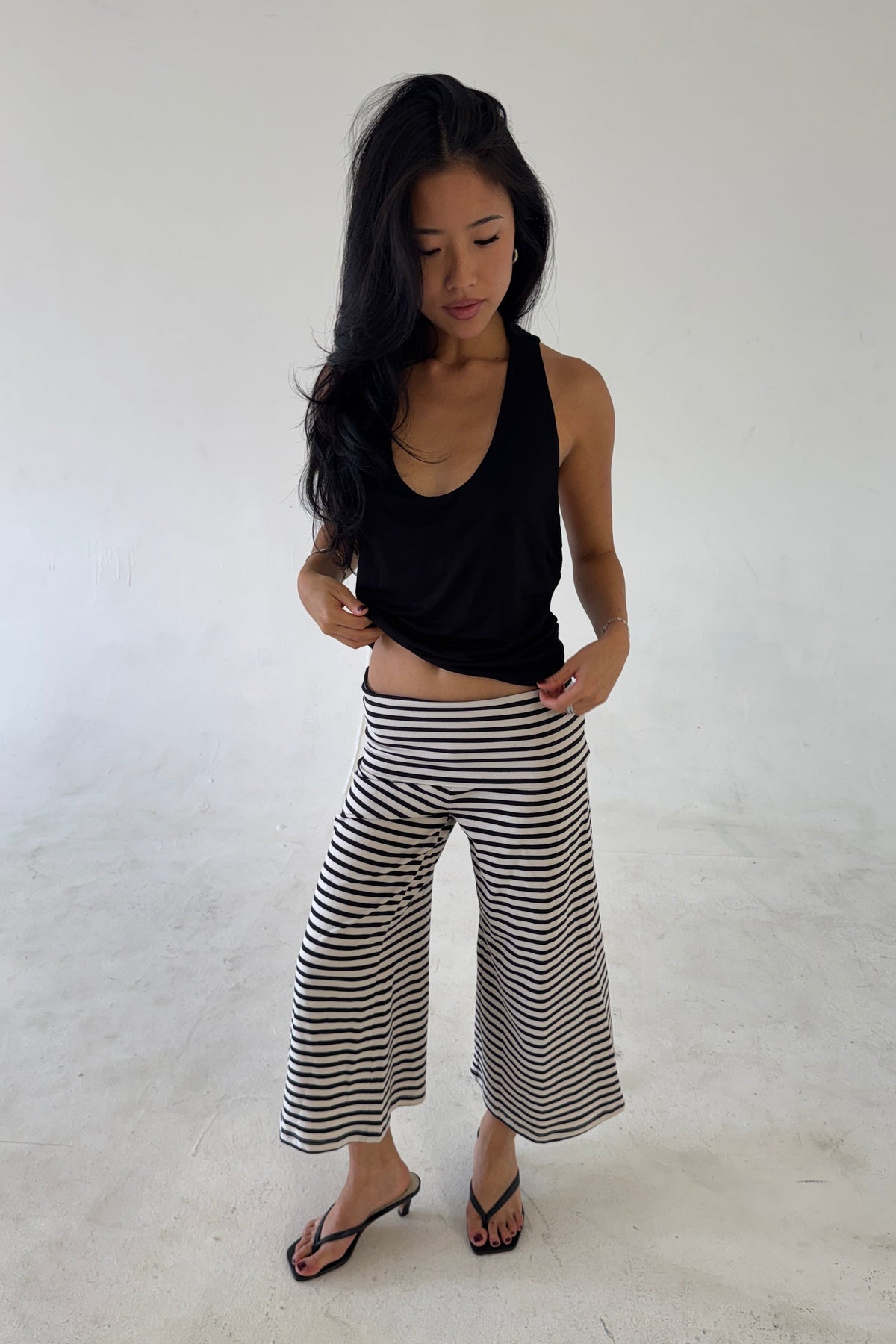 cropped gaucho in stripes - CHERRY KNOTS