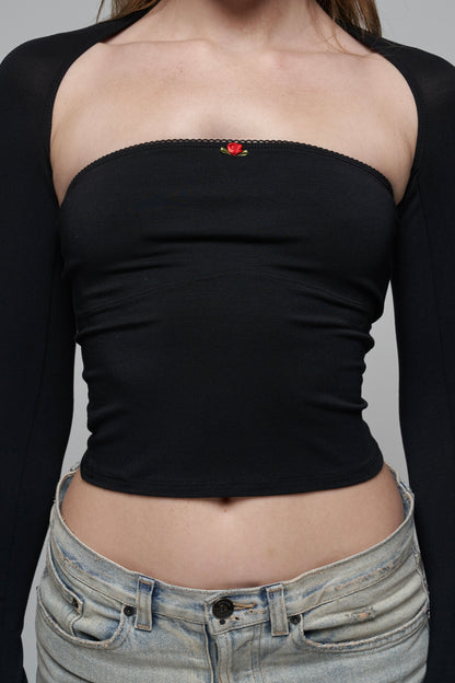lined contour tube top in onyx
