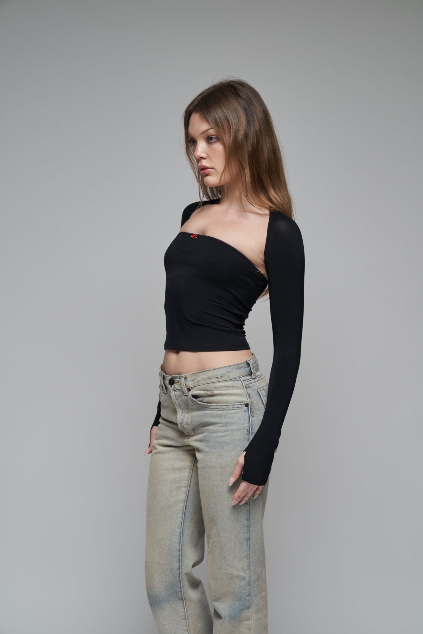 lined contour tube top in onyx