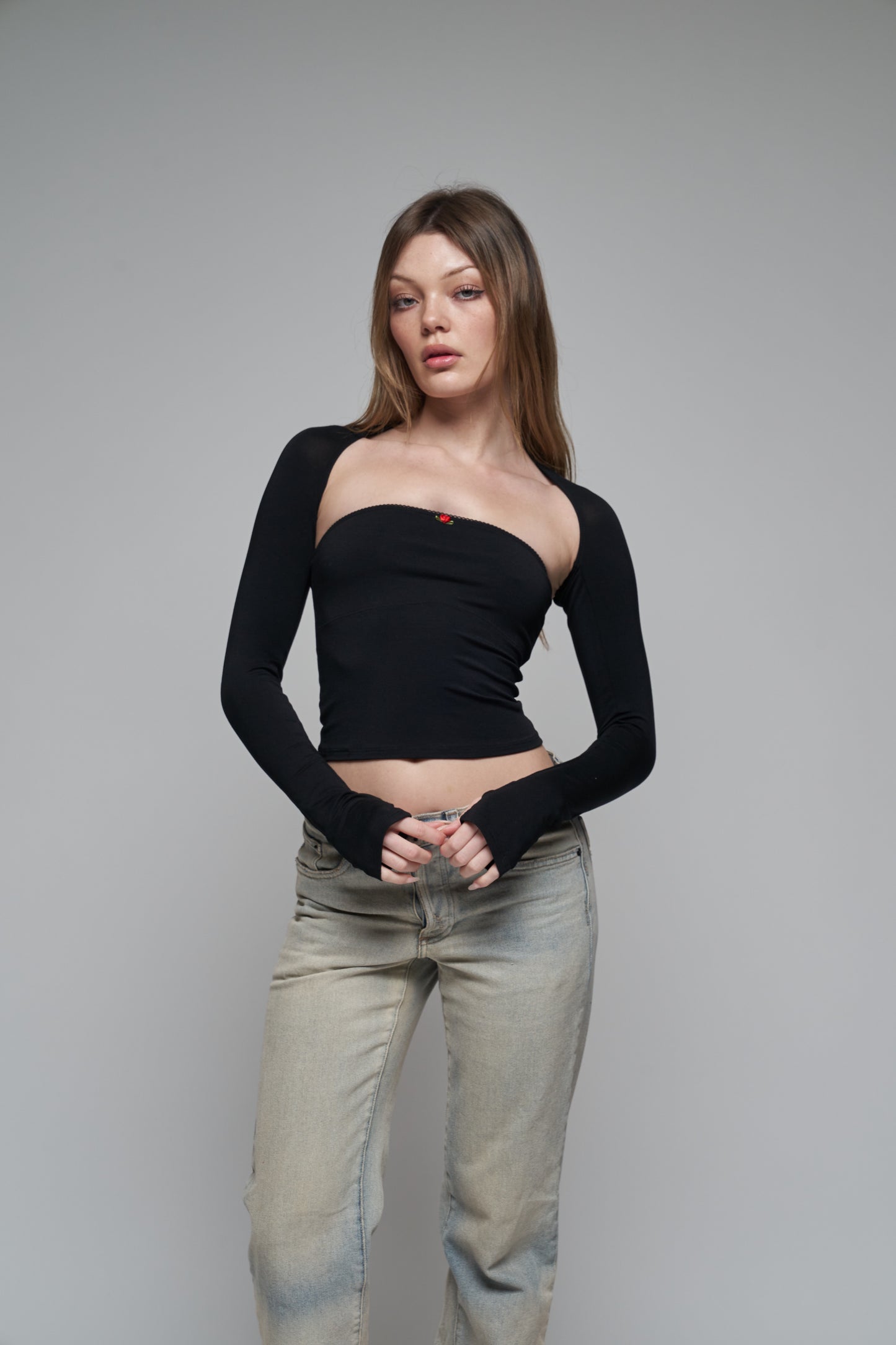 lined contour tube top in onyx