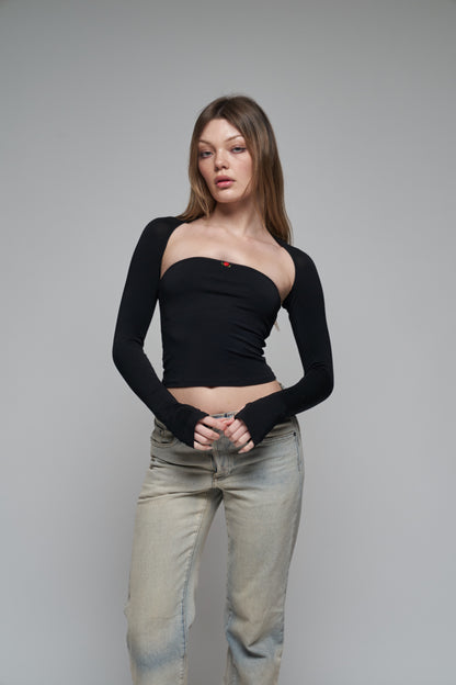 lined contour tube top in onyx