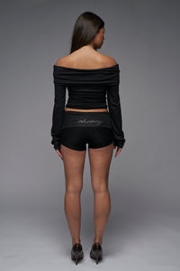 black off the shoulder long sleeve top