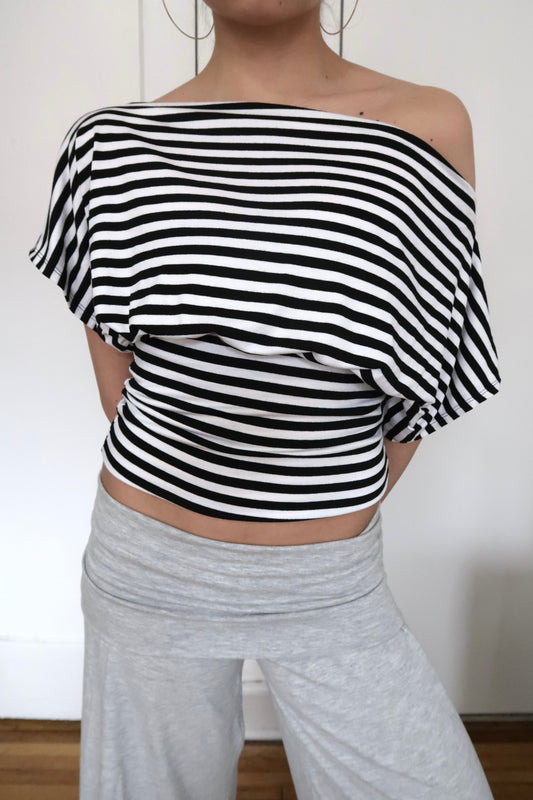 anna off the shoulder in stripes