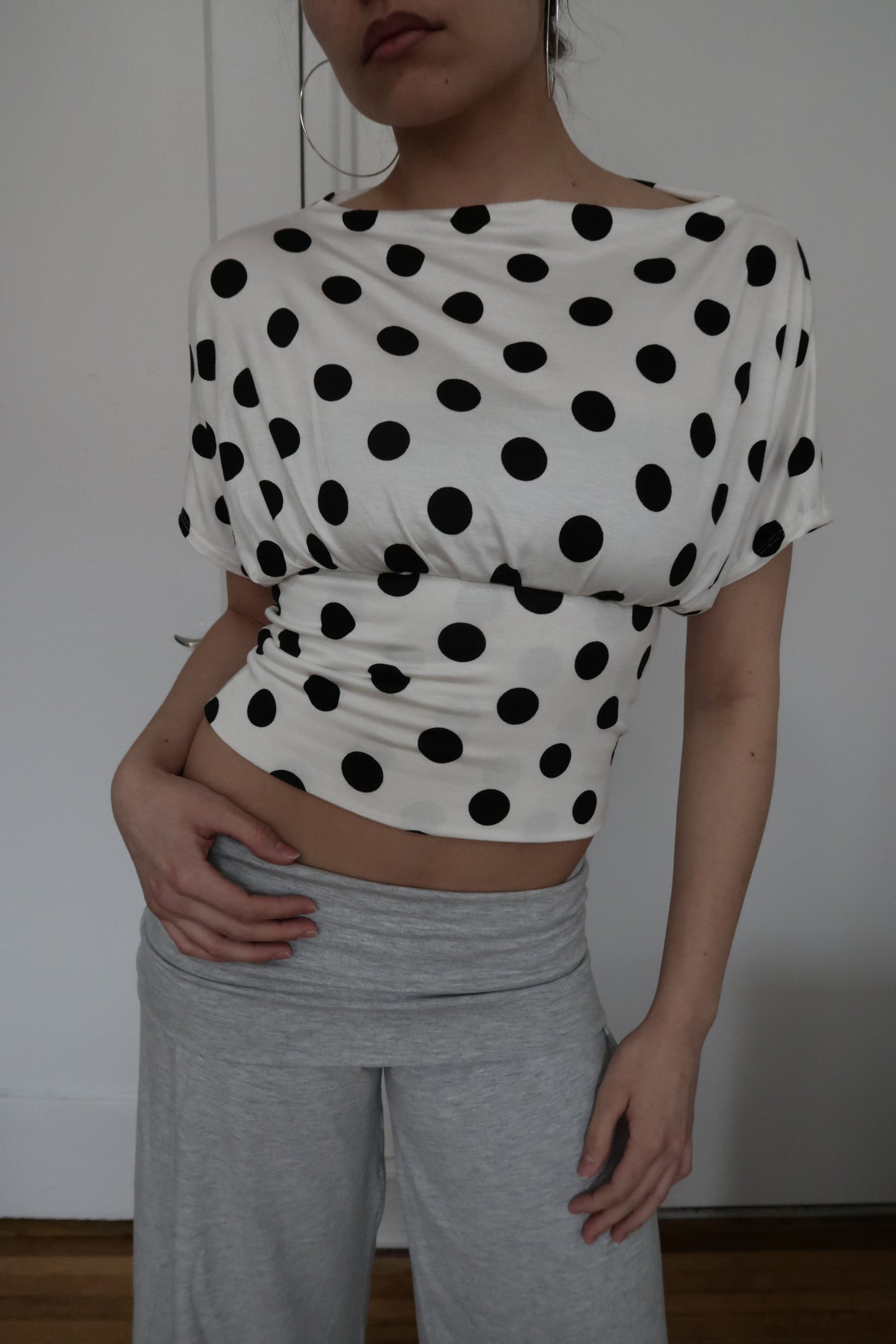 anna off the shoulder in polka dot