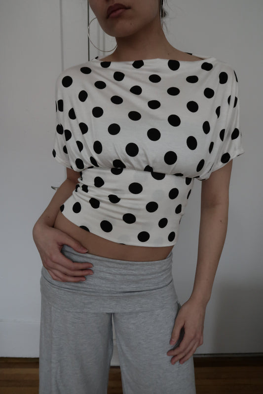 anna off the shoulder in polka dot