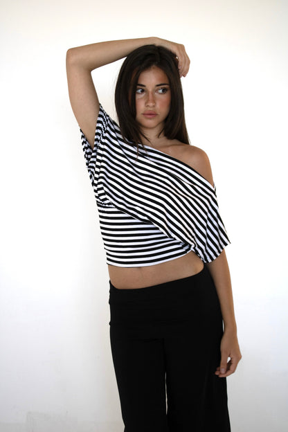 anna off the shoulder in stripes - CHERRY KNOTS