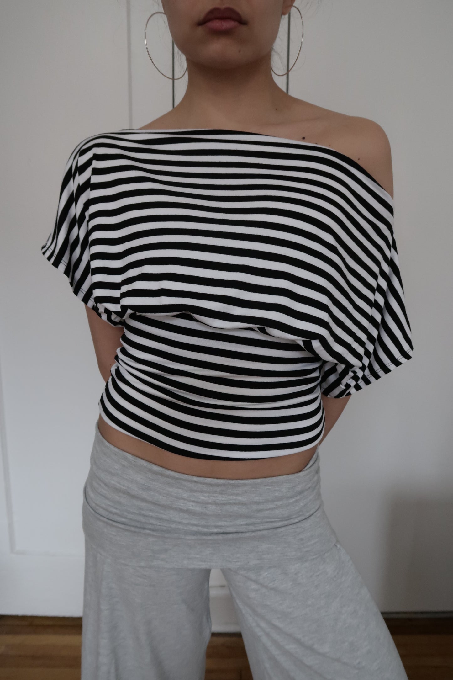 anna off the shoulder in stripes
