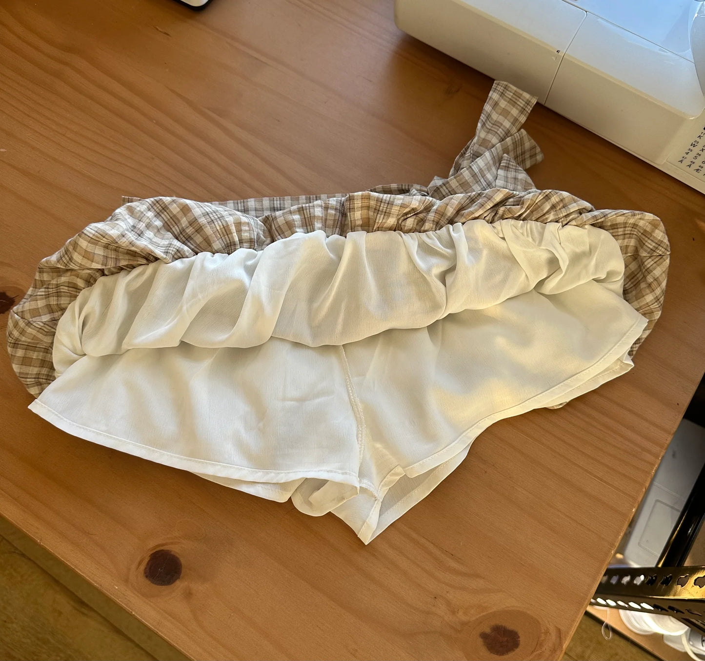 Folded fabric on a wooden surface