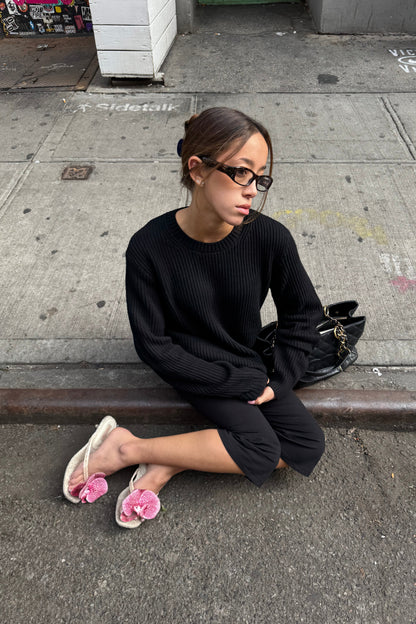 crewneck sweater in black - CHERRY KNOTS