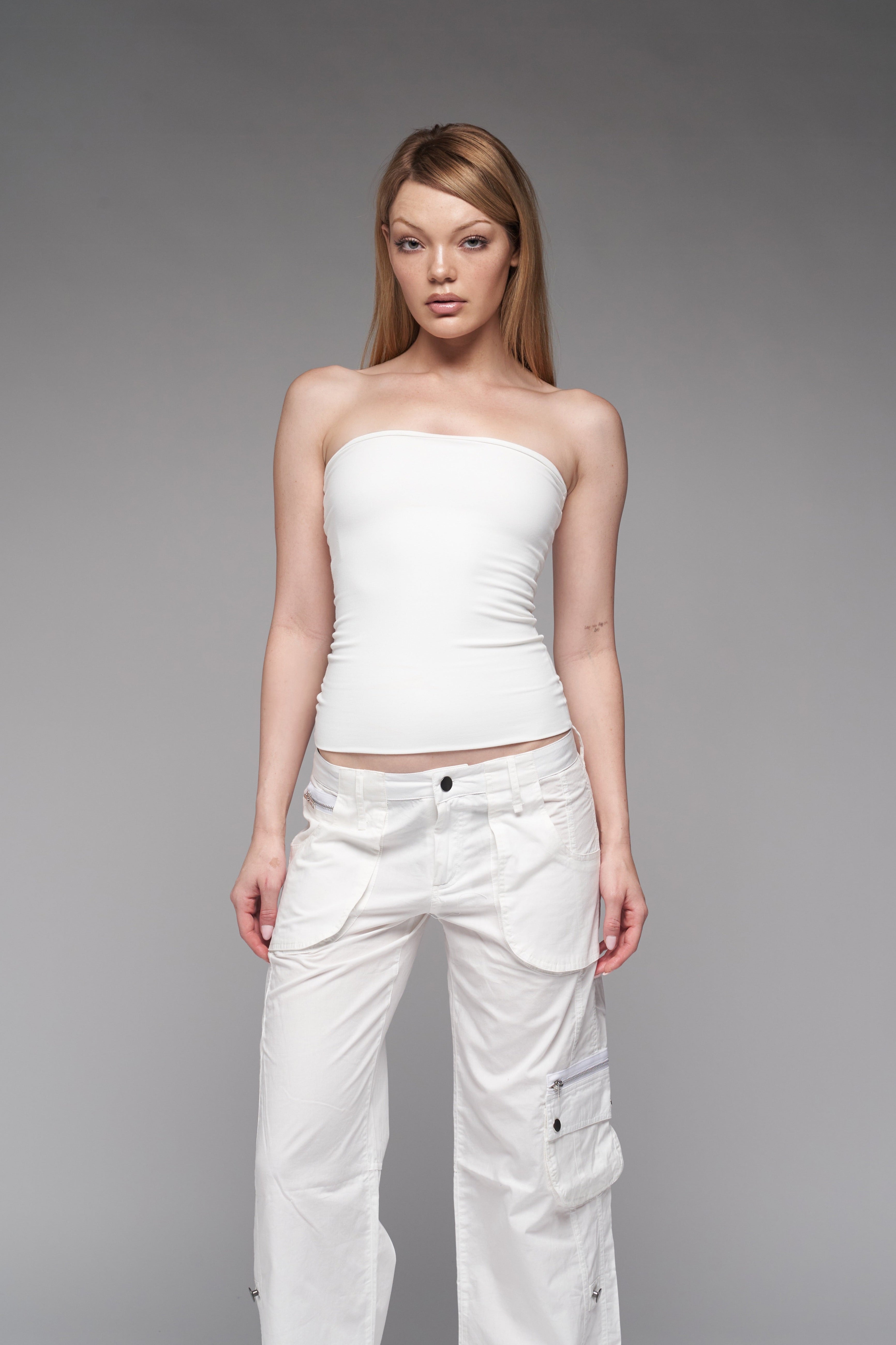 Contour Tube Top in White - Seamless Elastic-Free Top