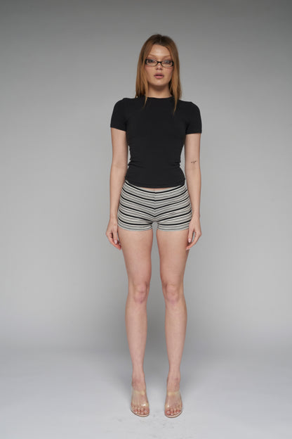 brooklyn mini shorts in ribbed b&w stripes