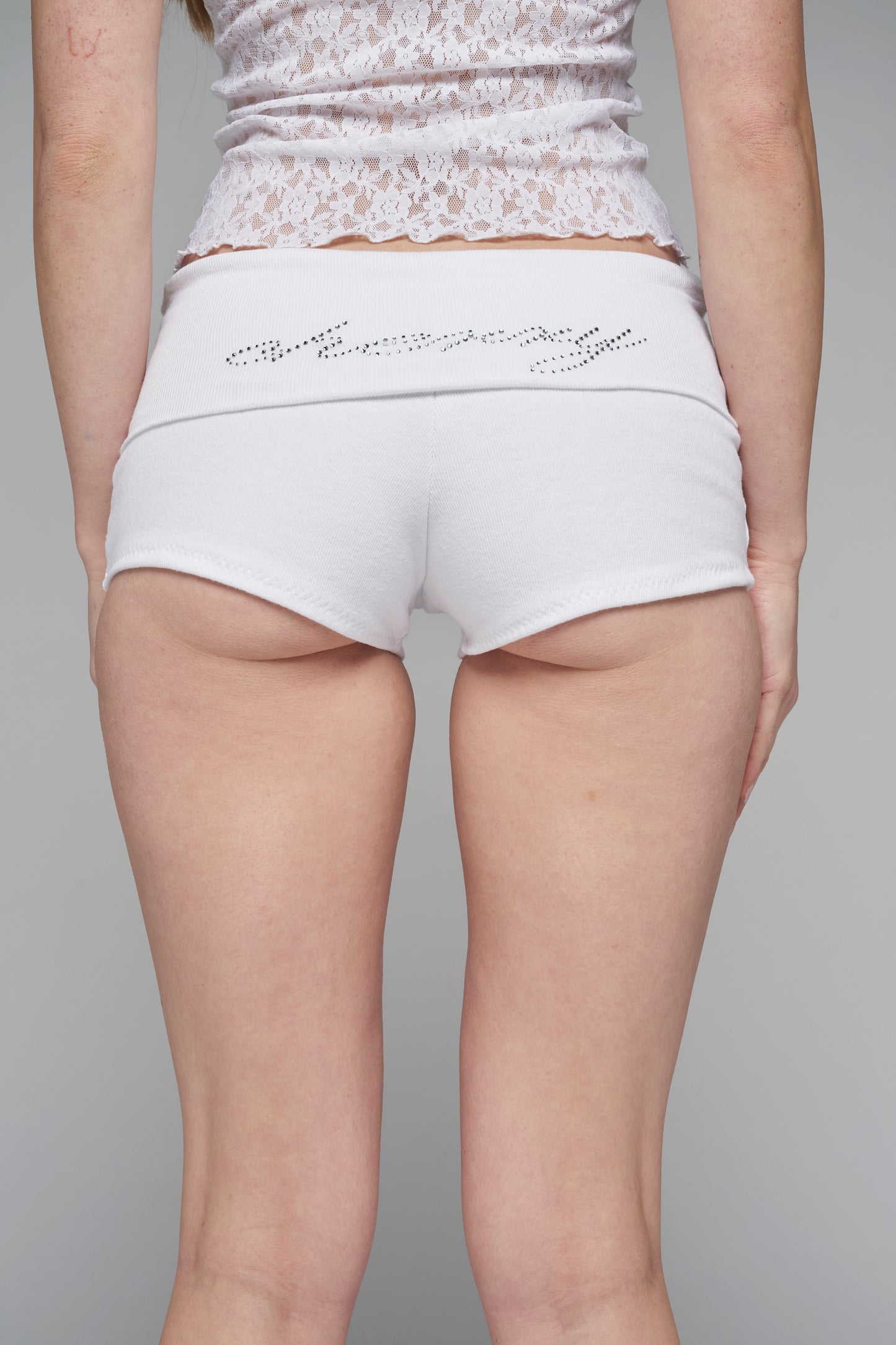 cherry micro shorts in white