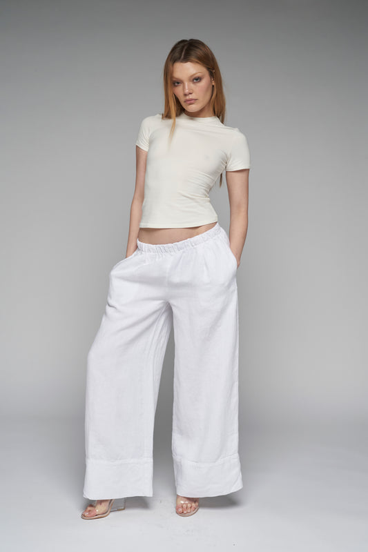 charlotte pant in white - CHERRY KNOTS