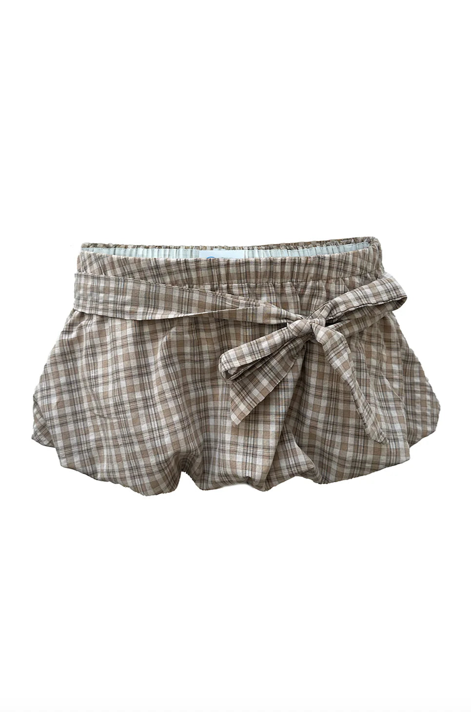 Plaid skirt with a tie waist on a white background