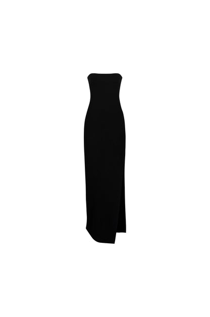 floating image of black strapless dress