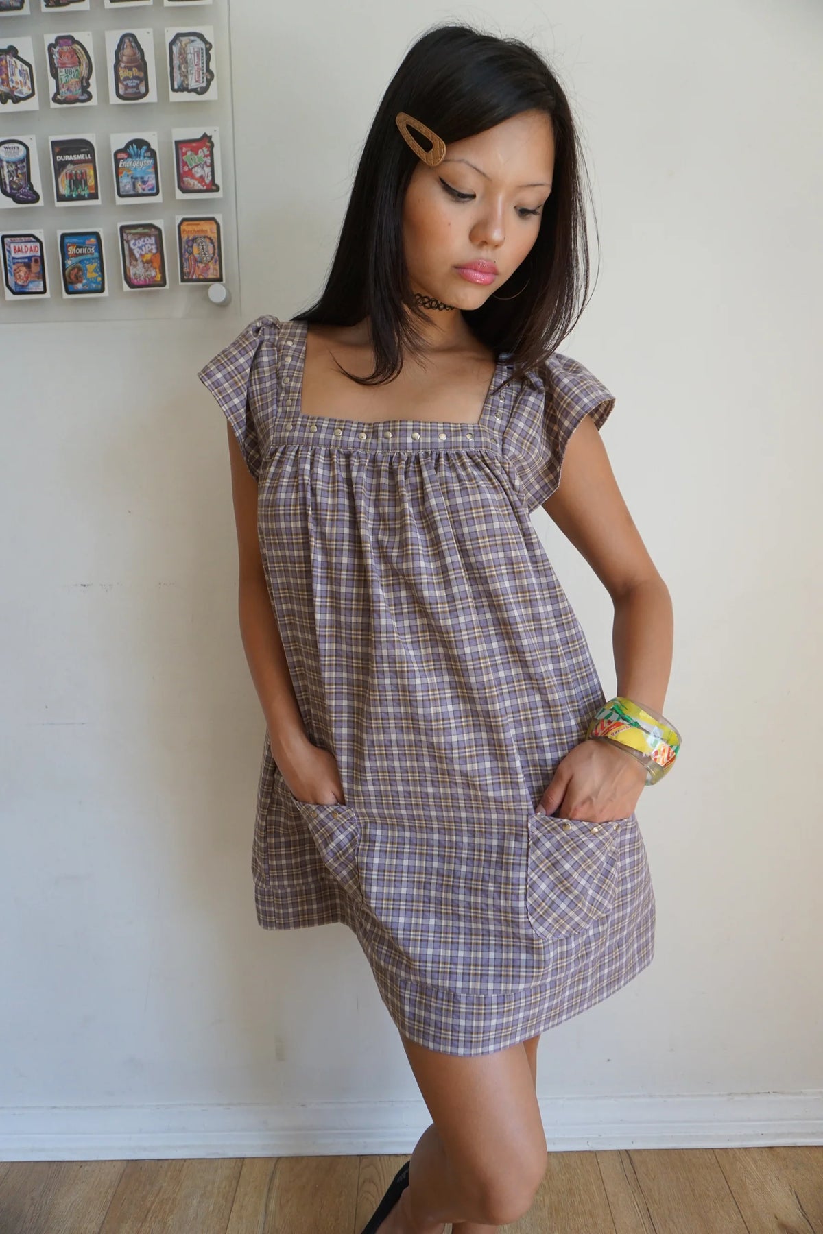 winona plaid mini dress - CHERRY KNOTS
