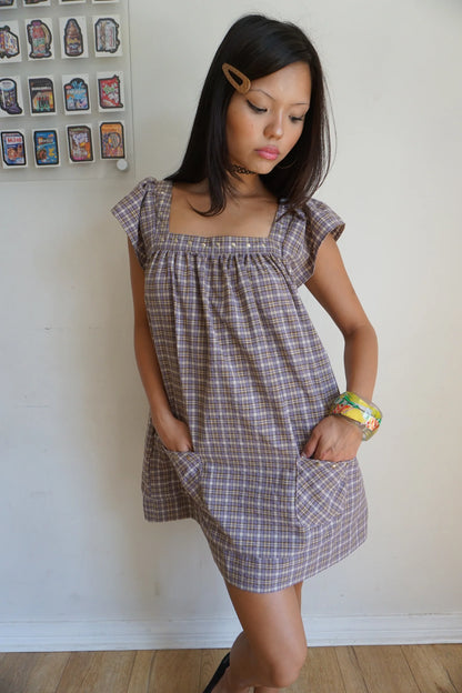 winona plaid mini dress - CHERRY KNOTS